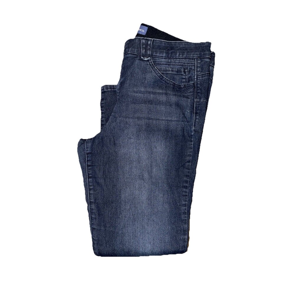 Democracy Jeans Womens 16 Ab Solution Stretch Straight Leg Whiskered Blue Wash